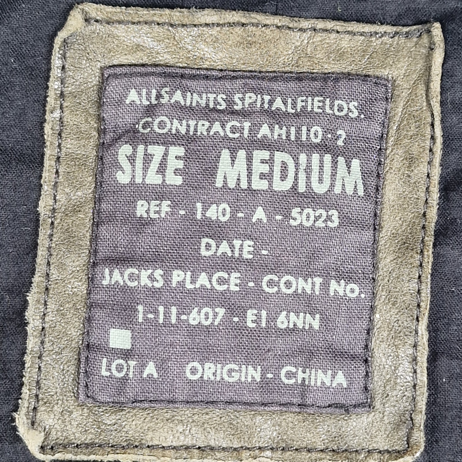 AllSaints Spitalfields Brown Distressed Leather Biker Jacket Mens Medium Pockets