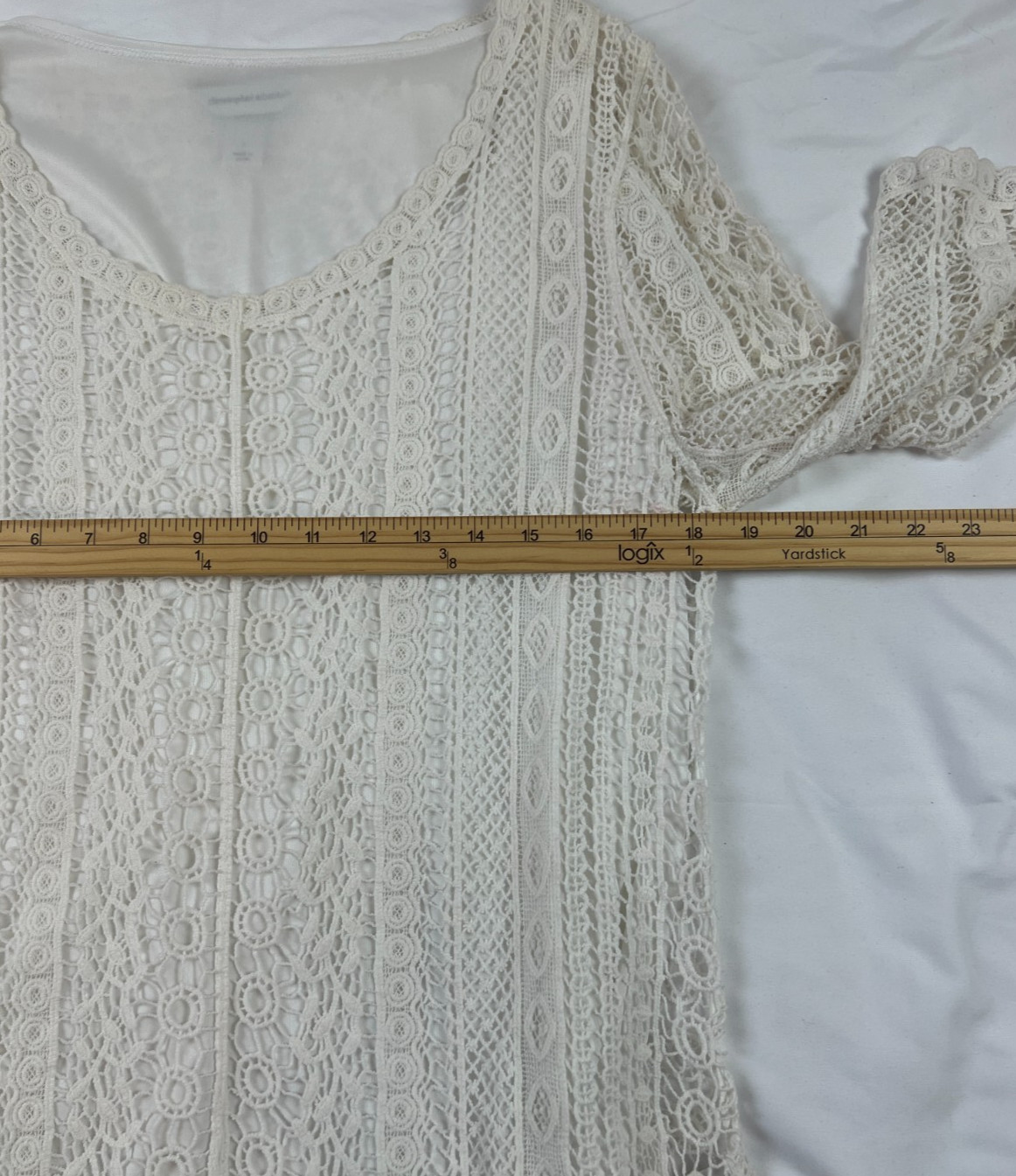 Cottagecore Large White Crochet Blouse 100% Cotton Boho Coastal Travel Feminine