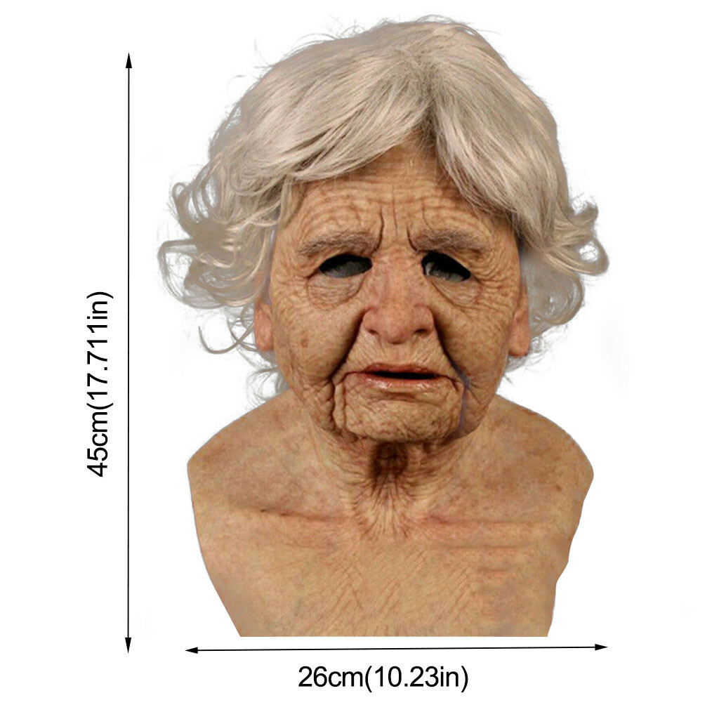 Old woman Mask Latex Halloween Cosplay Party Realistic Full Face Masks Headgear