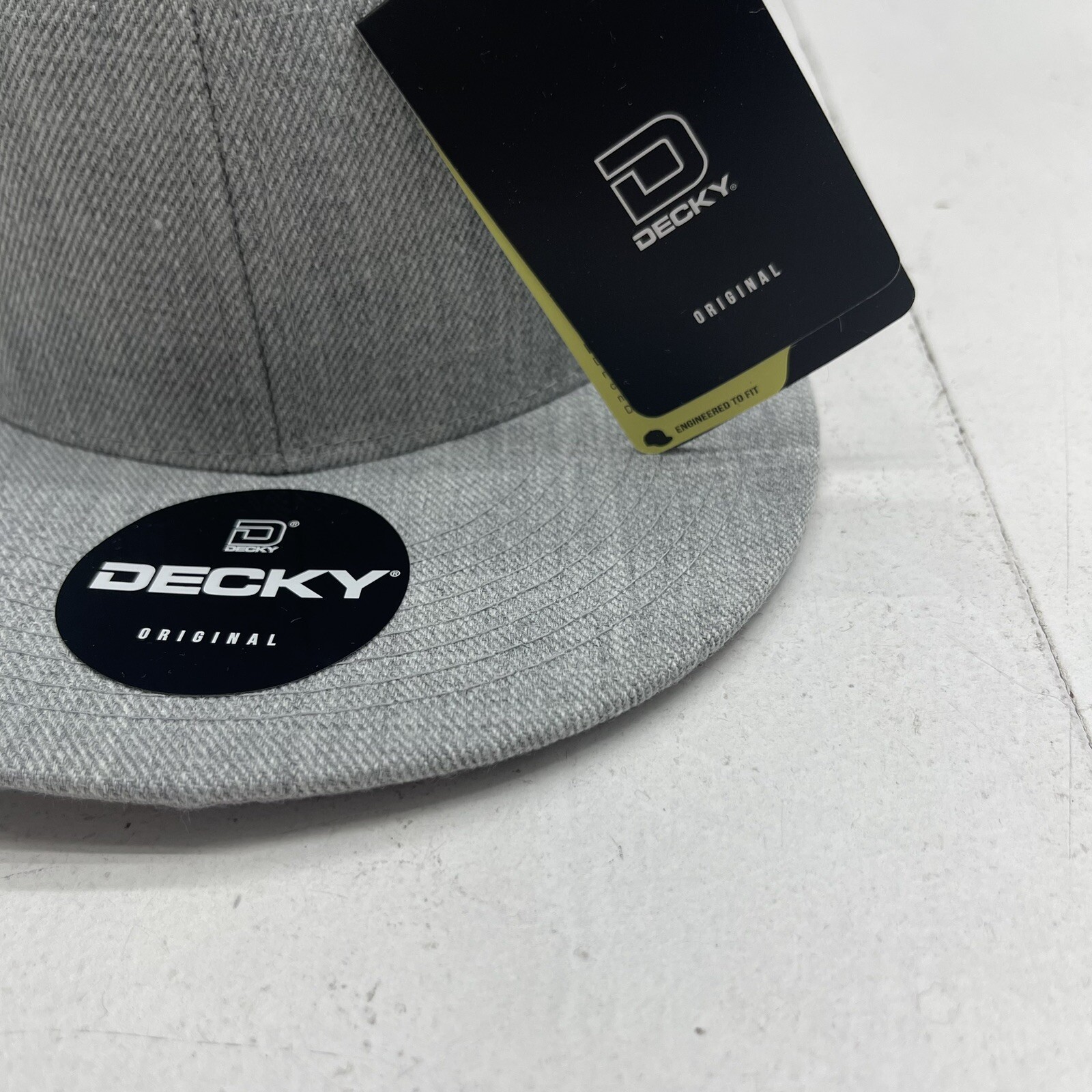 Decky Flat Bill Heather Gray Snap Back Hat Mens OS New