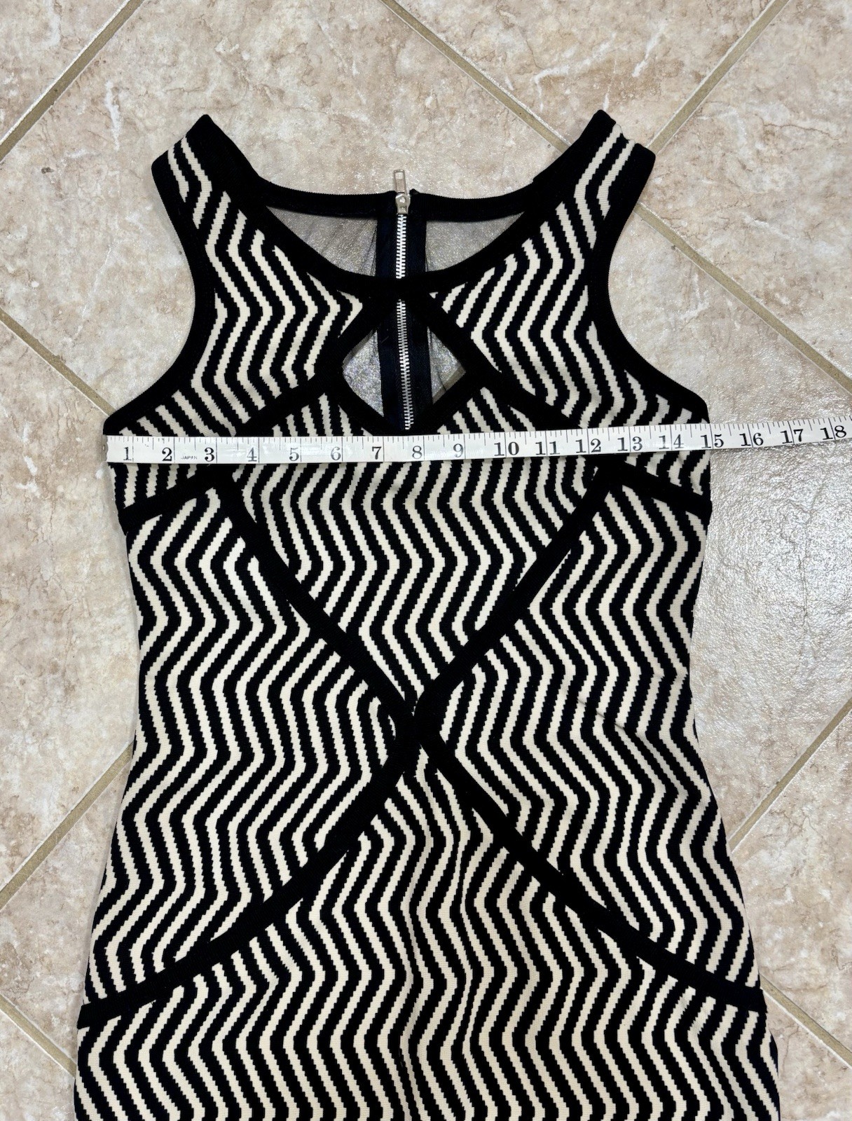 VTG Y2k Lipstick Black/Cream Herringbone Retro Grunge Dress