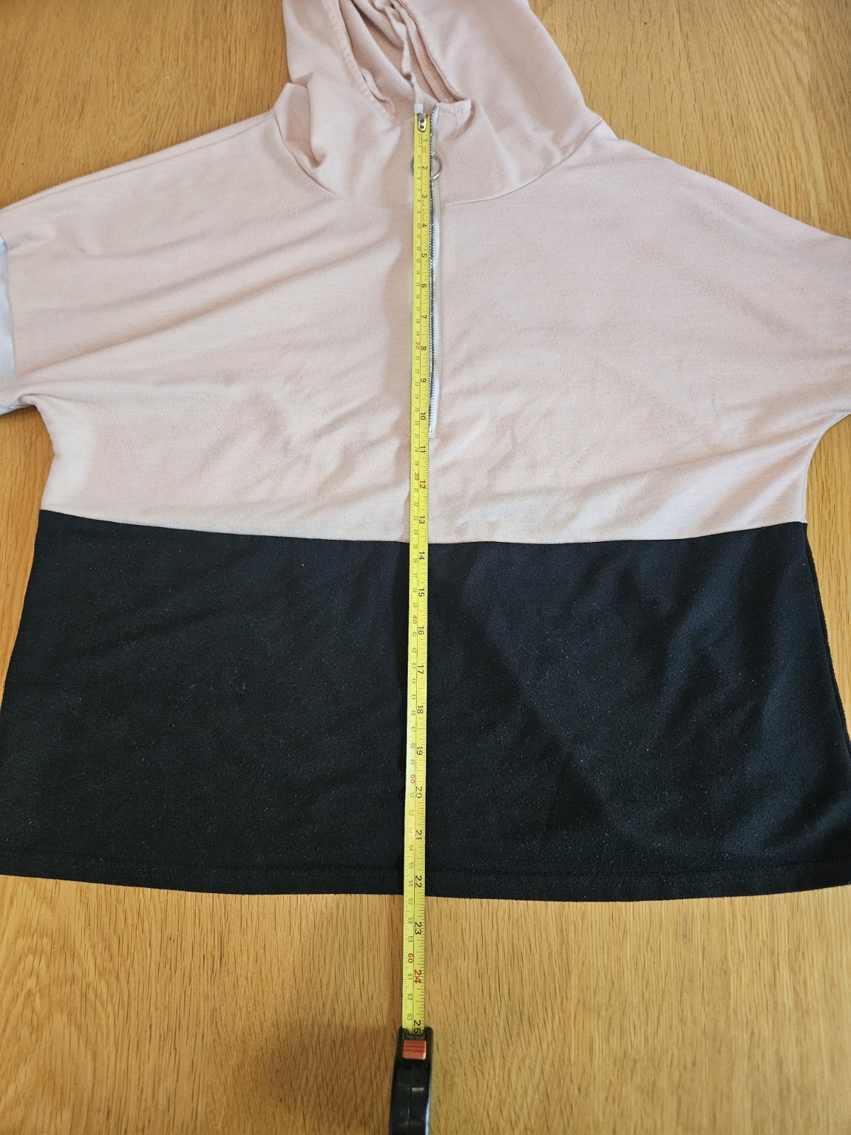 Lightweight summer colour block 1/4 zip hoody pink white black size medium