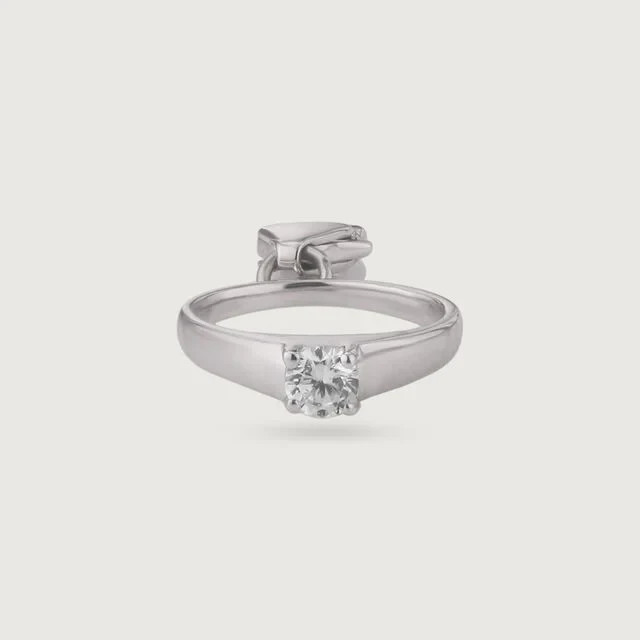 Solitaire Ring Charm Cubic Zirconia 925 Sterling Silver Pendant for Bracelet