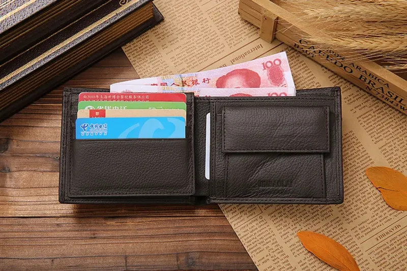 Classic Short Genuine Leather Men Wallets Fashion Coin Pocket Card Holder Men