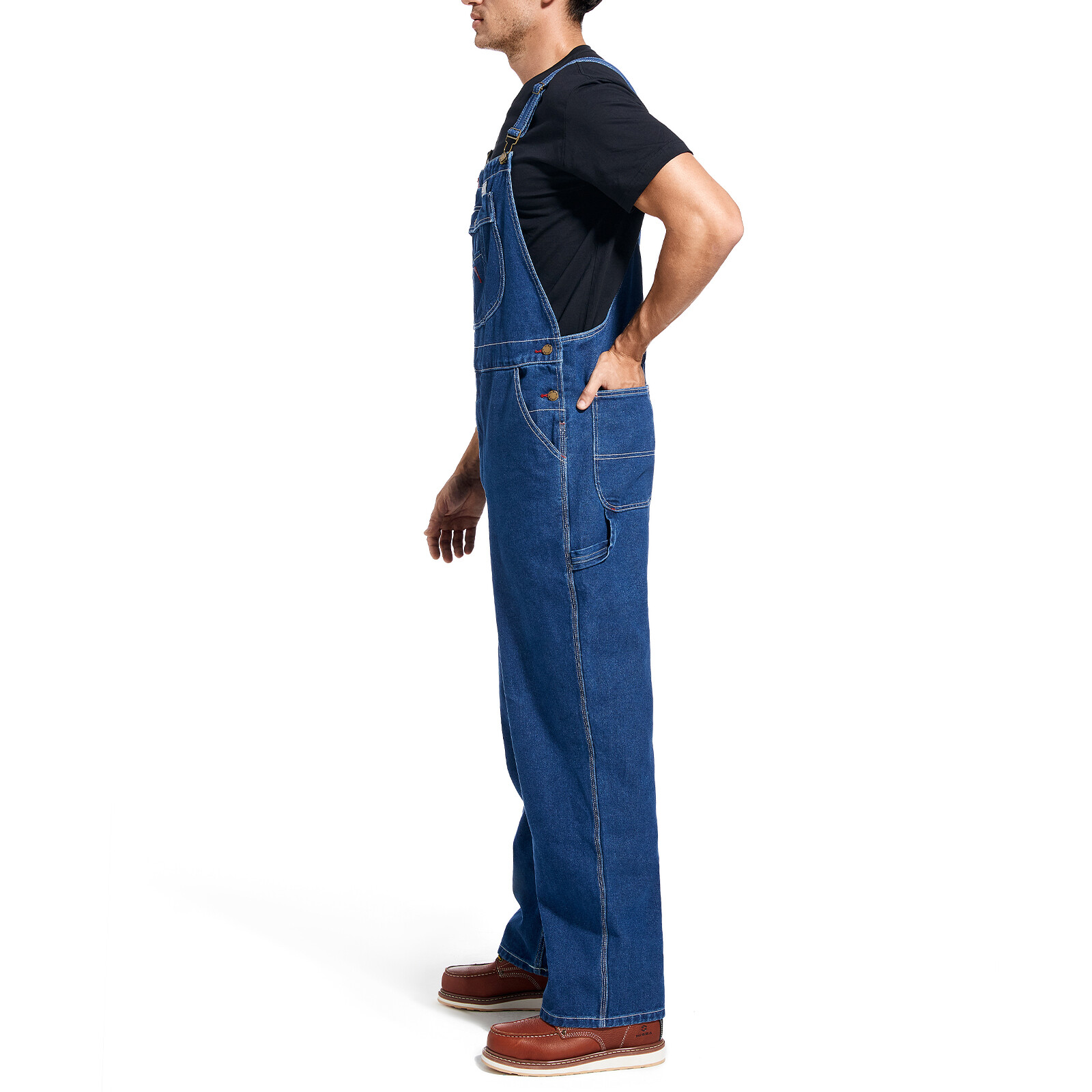 HISEA Men’s Bib and Brace Carpenter Overalls Dungarees Heavy Duty Workwear Jeans