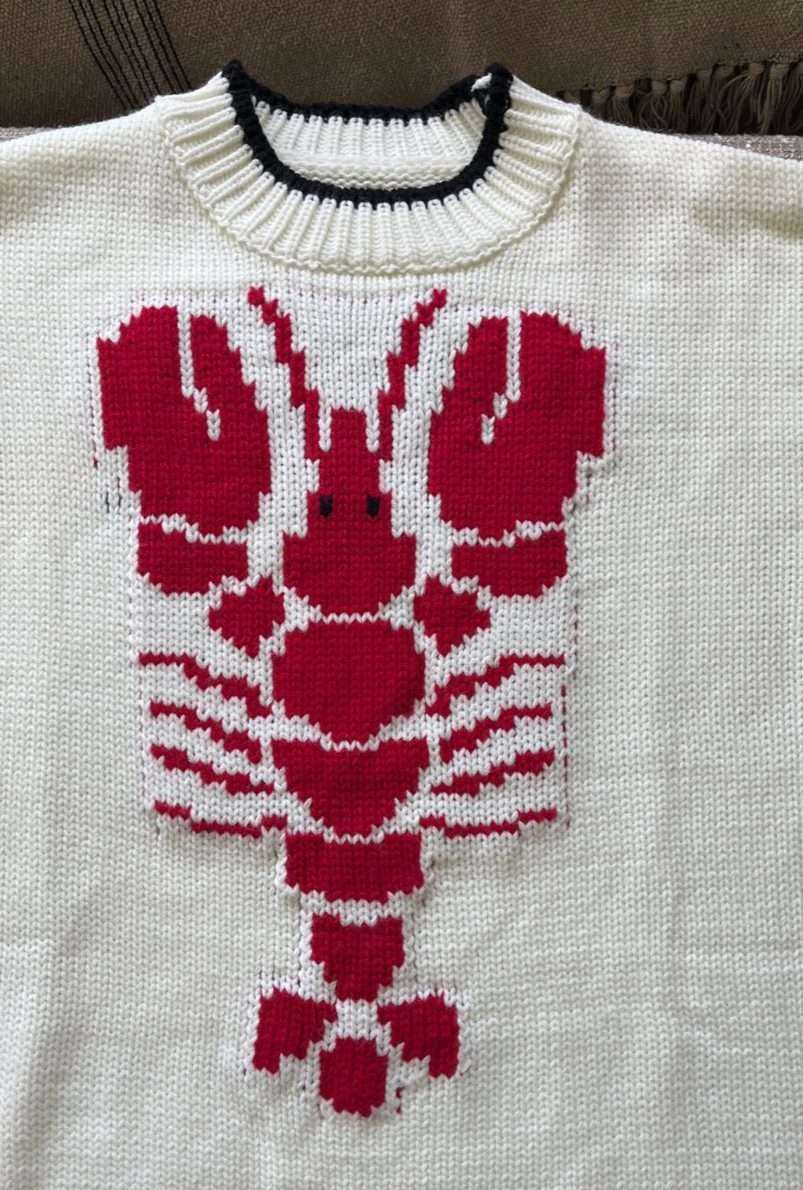 Maine Lobster Sweater Womens Medium Coastal New England Nautical Knit Pullover