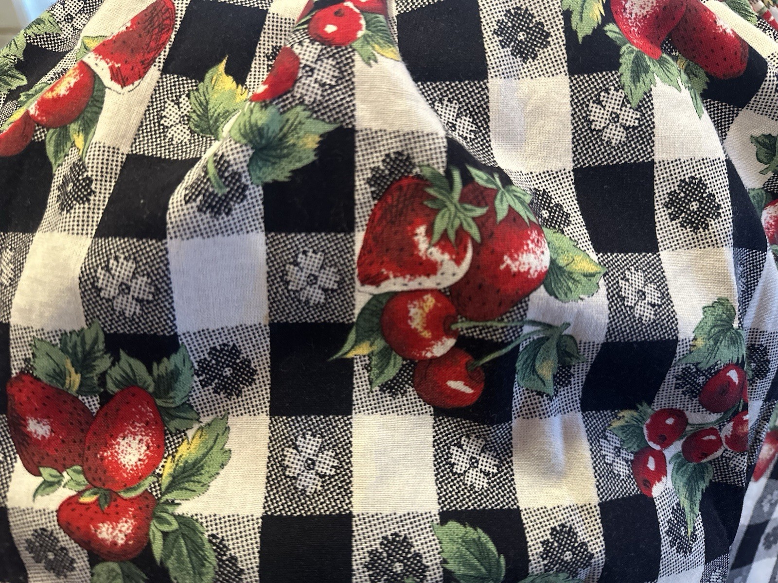 VTG Polly Flinders Red Black Plaid Berry Print Holiday Dress Eyelet Collar 2T