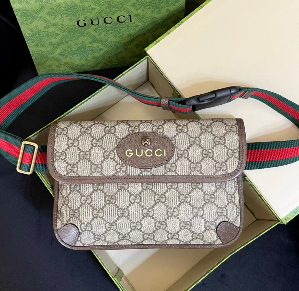 Gucci Neo Vintage GG Belt Bag/ Shoulder Bag Coated Canvas