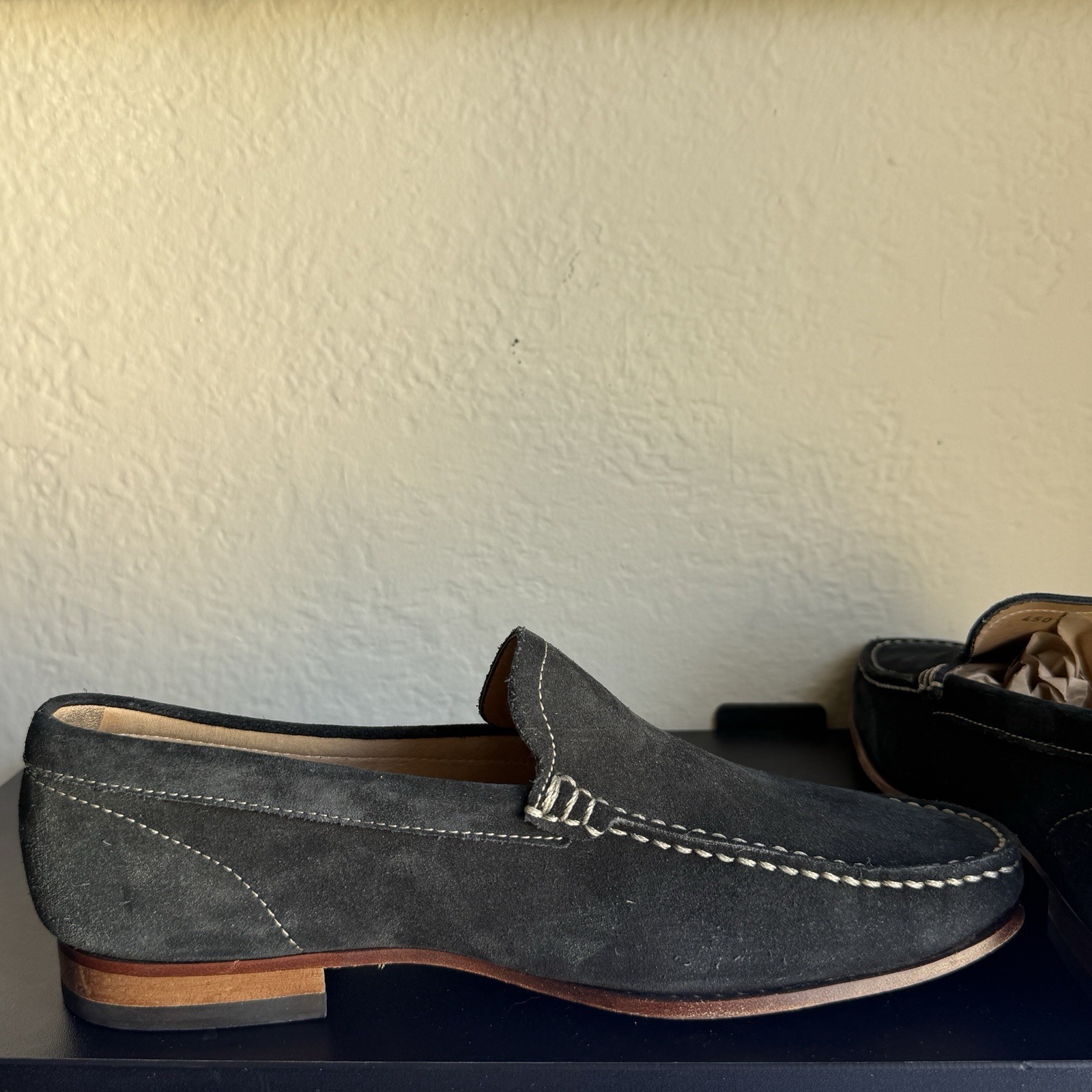 Herrings Shoes Men’s Blue Suede Slip-On Loafers Made In Italy Leather Sole US 8