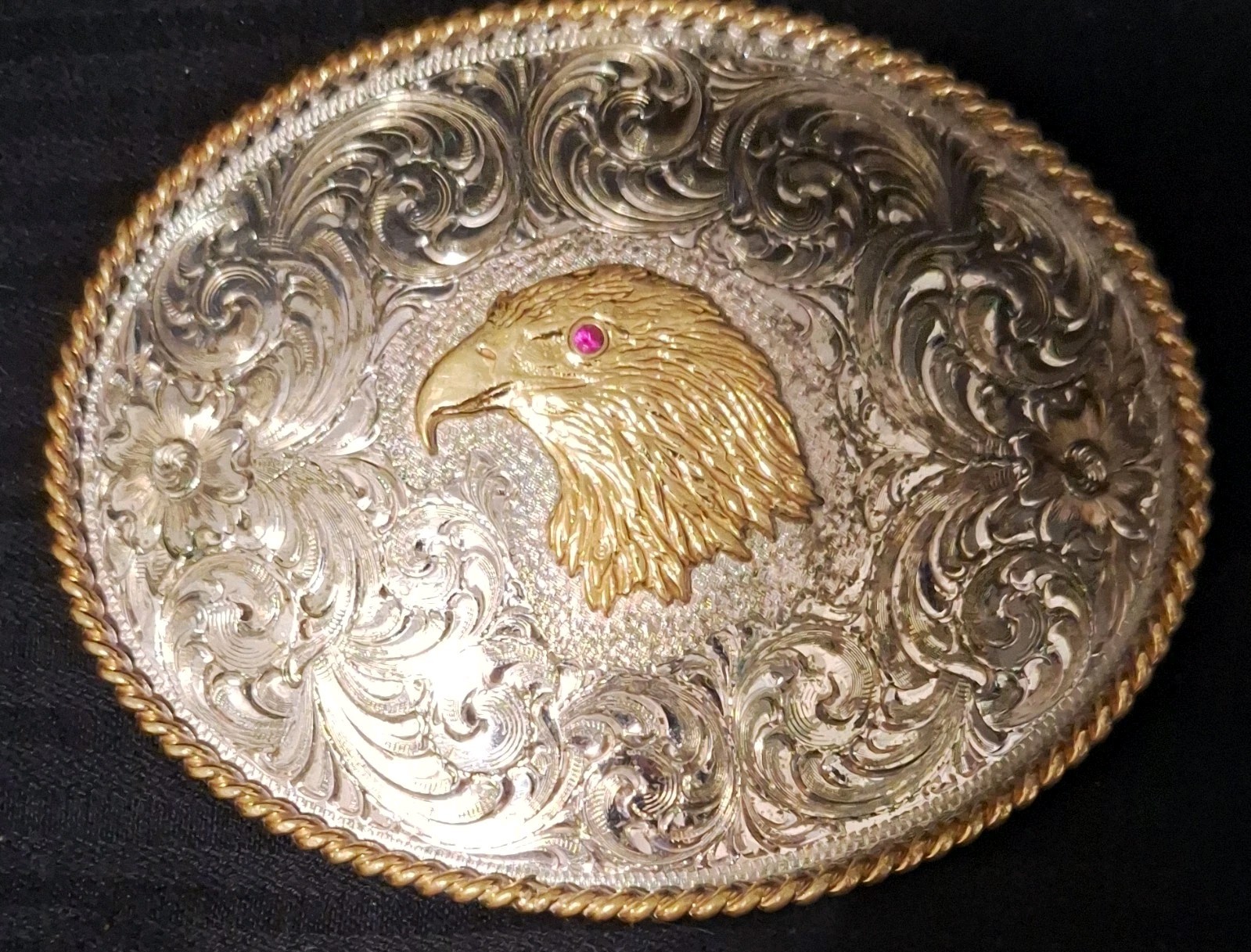 Montana Silversmiths Sterling Silver Plated Oval Eagle Belt Buckle