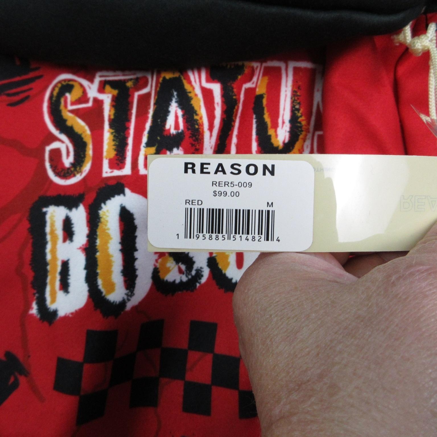 Reason Jacket Mens M Red Varsity Lined Pockets Embroidered Logo RER5-009 NWT