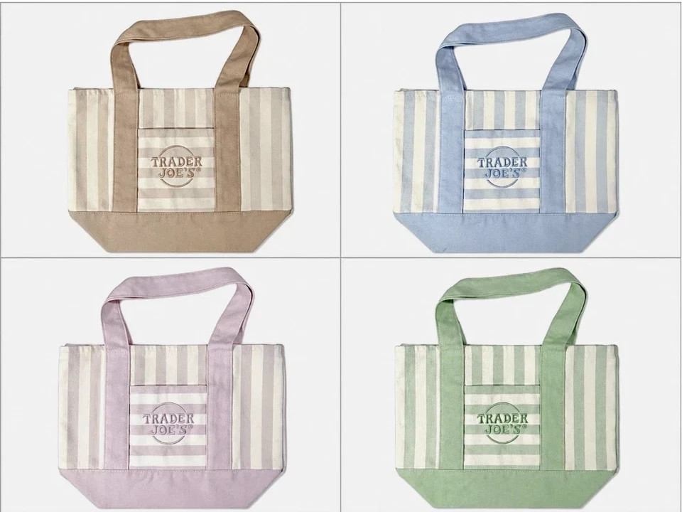 Trader Joe’s Mini Tote striped Canvas Bag Summer 2026 limited edition Choose one