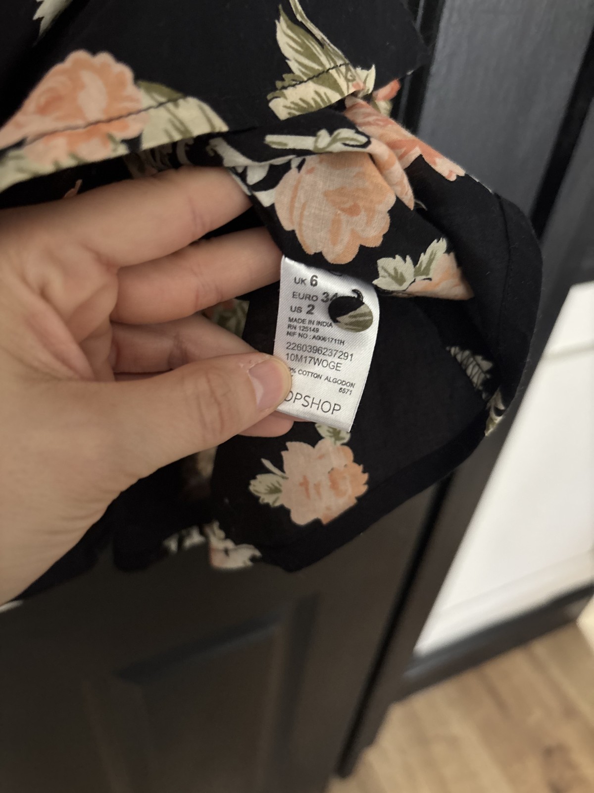 Topshop black peach coral floral round neck sleeveless knee length dress 6