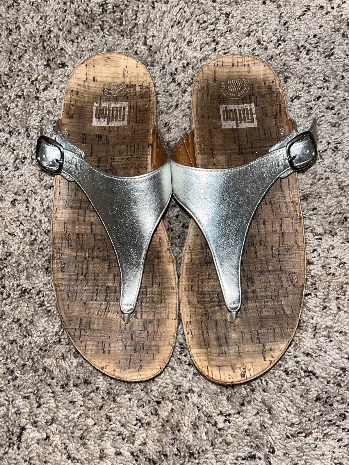 Womens Fitflop The Skinny Metallic Sandals With Microwobbleboard Size 9