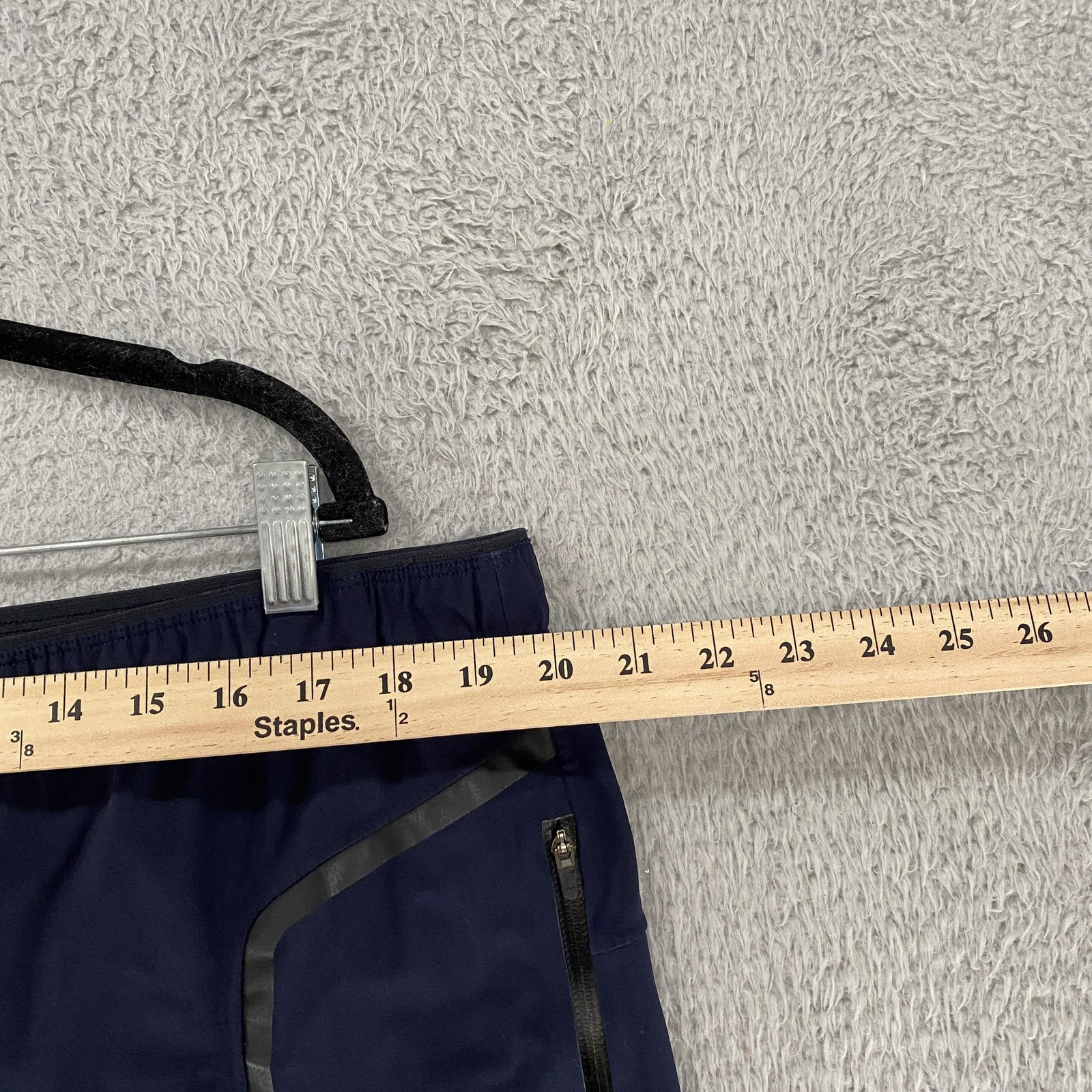 Paskho Shorts Mens XL Navy Blue Tech Stretch Zip Pockets Elastic Waist Drawcord