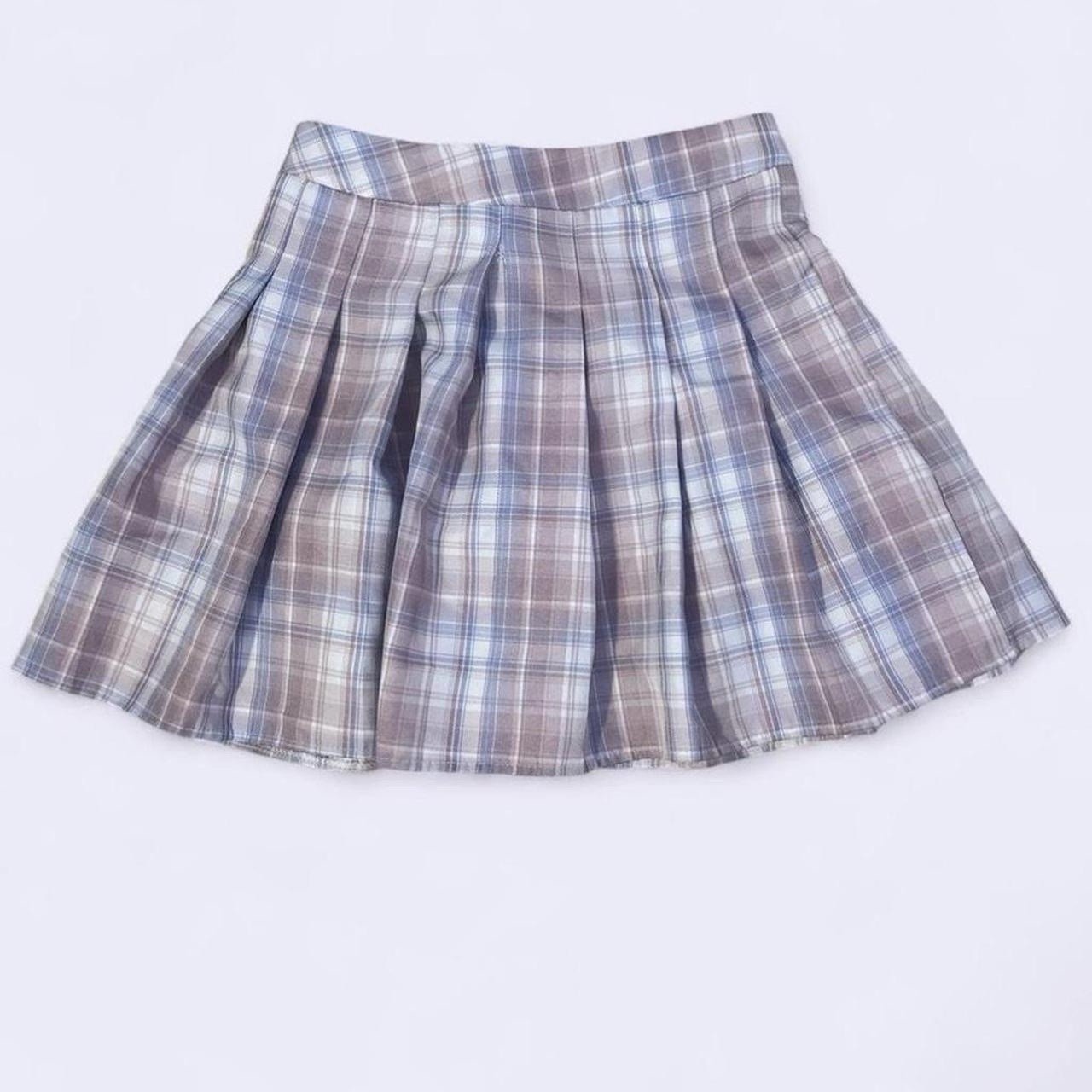 Pastel Pink Purple White Coquette Plaid Pleated Skirt Kawaii Cute Women