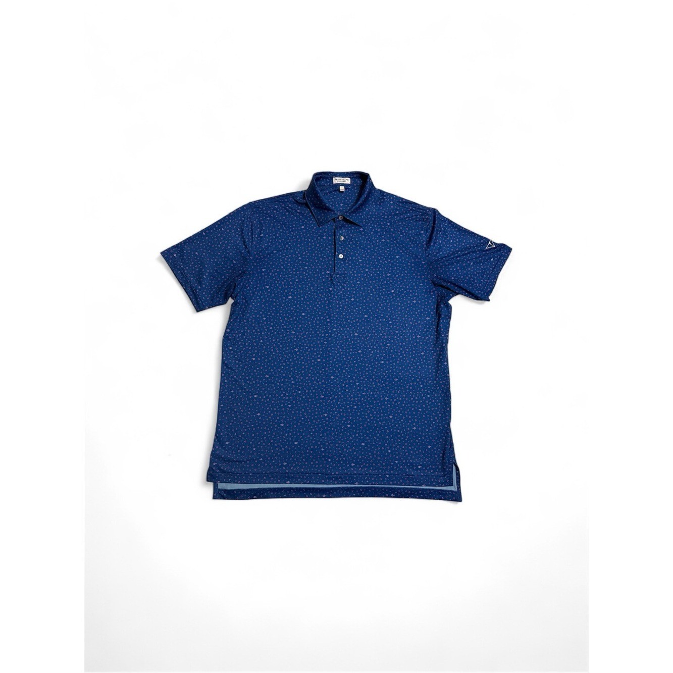 Peter Millar Fish Print Polo Shirt Summer Comfort Blue Performance Size Large