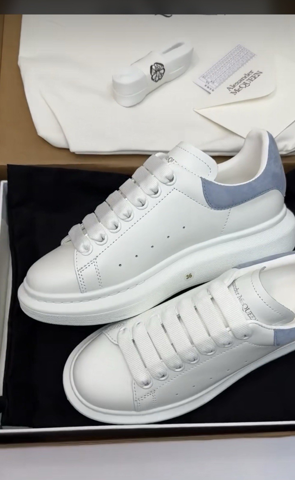 Alexander McQueen Oversized Low Top Lace-Up Sneaker White/Blue NIB