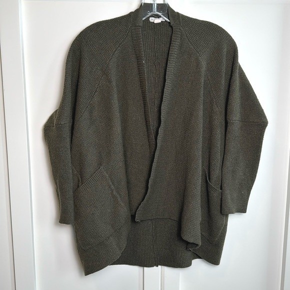 Melrose and Market Olive Green Knit Open Front Cardigan Sweater XS S