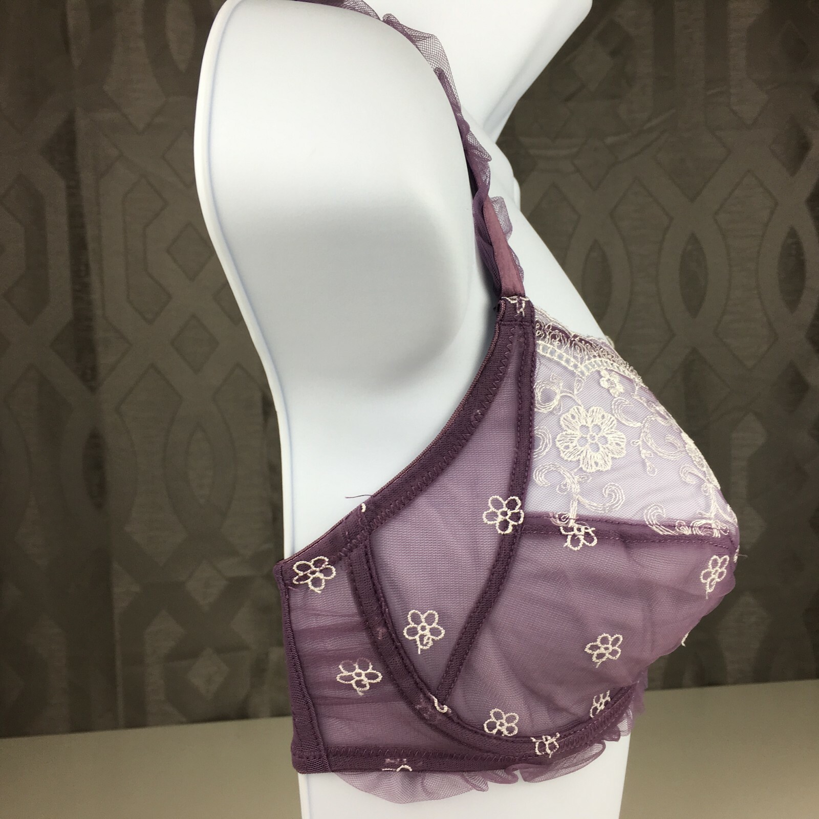 ALEGRO Sheer with Lace Underwire Sexy Lingerie Bra – Violet 9003 – 30-40 NWT