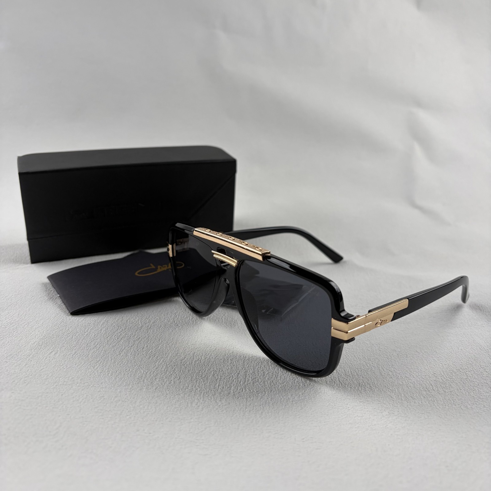 Cazal Black Gold Sunglasses Iconic Frame Classic Black Lens Included Box