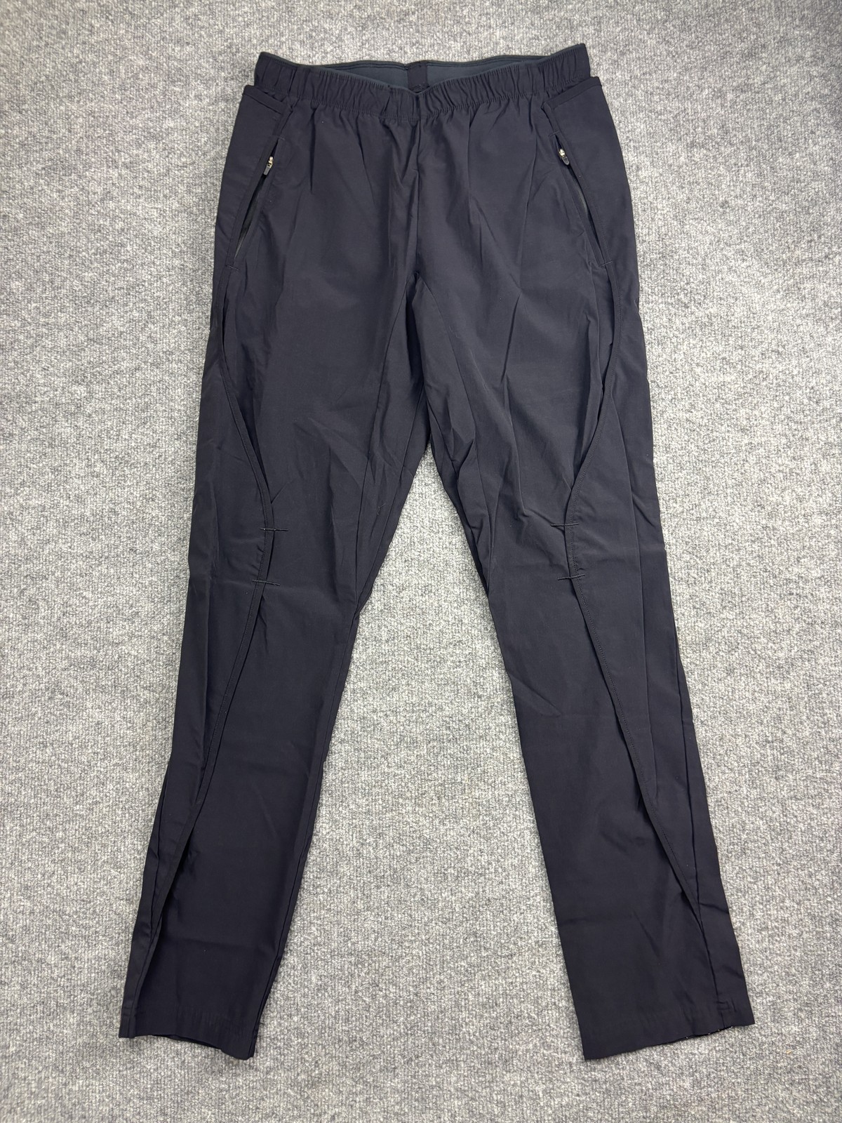 Paskho Jogger Pants Mens Large 35×30 Black Lightweight Elastic Waist Zip Pockets