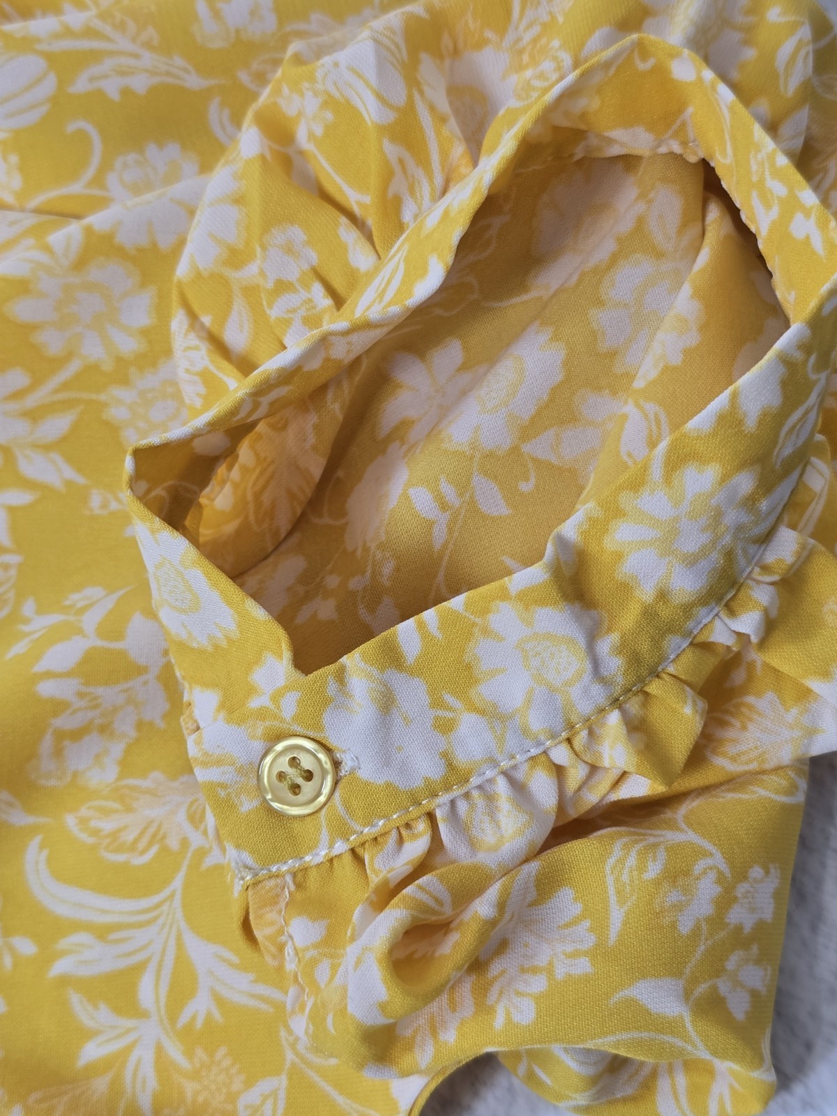 Womens Dress NEW Yellow Floral Peasant Boho Drawstring V Neck Size M Mini NWT