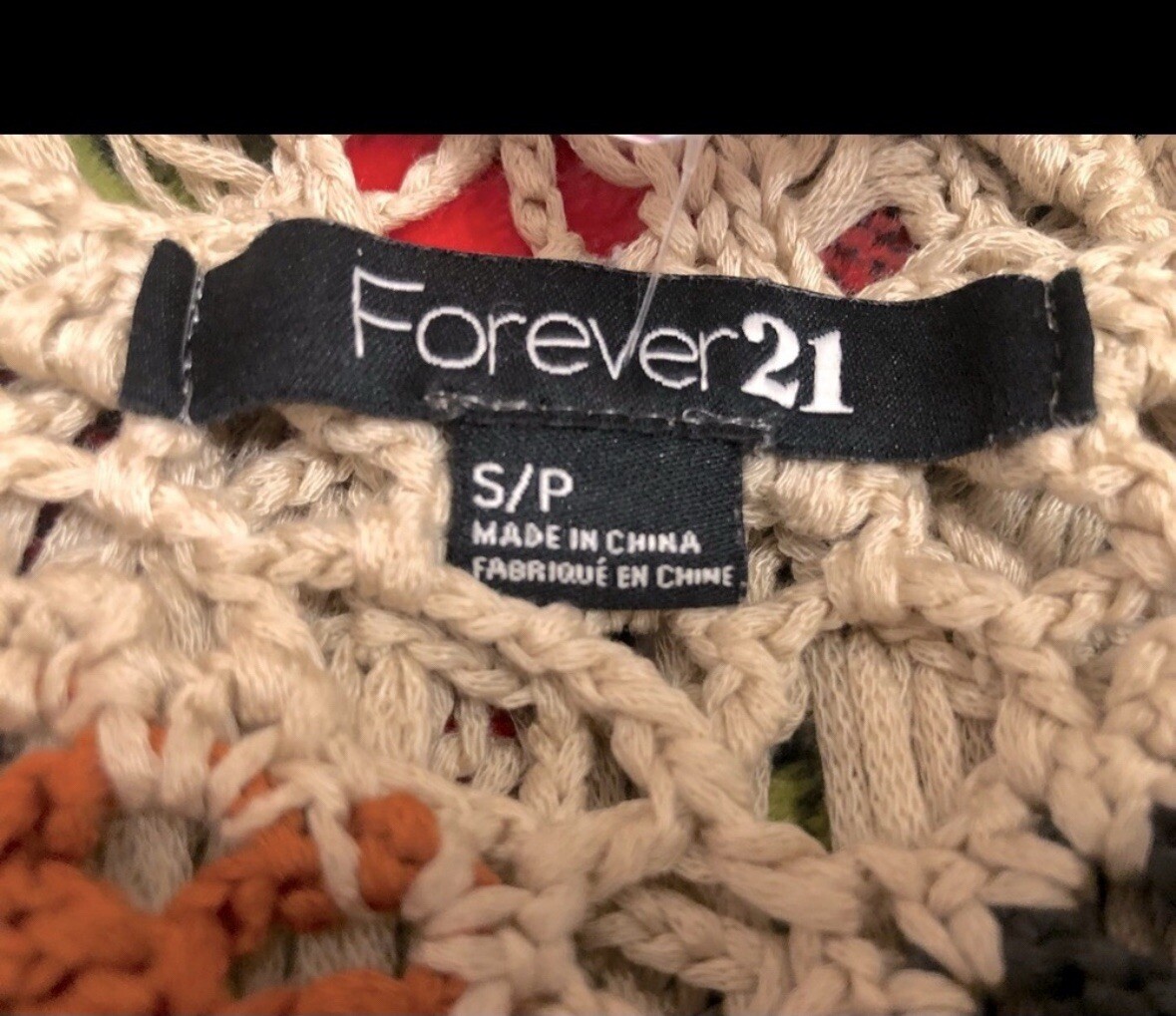 FOREVER 21 Boho Chic Crochet Knit Top SIZE SMALL Music Festival Cottagecore