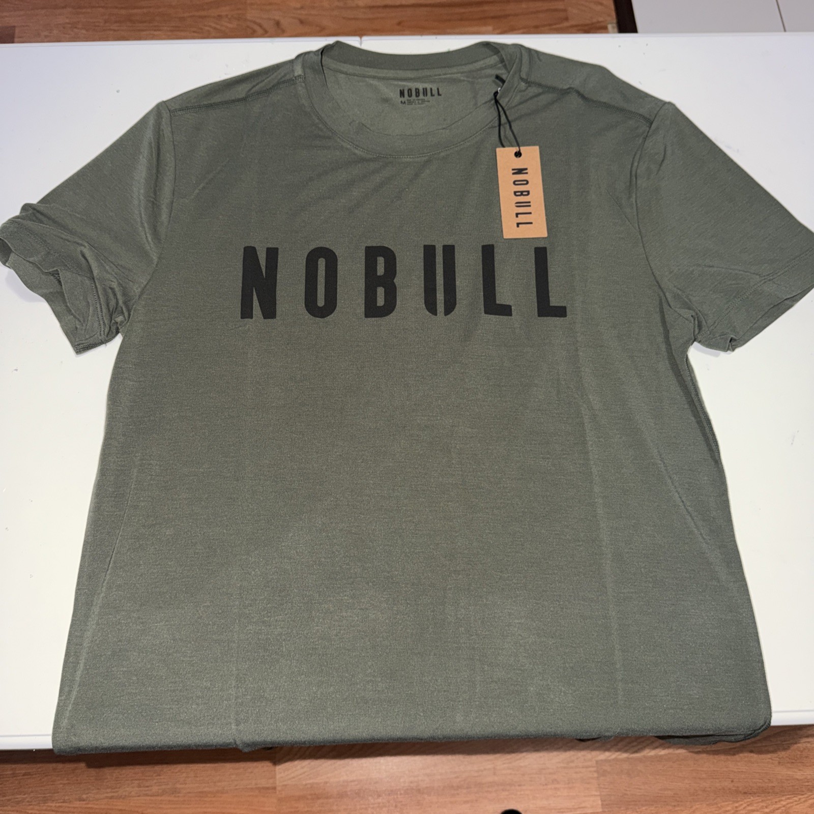 NOBULL Mens Ultrasoft Workout Tee Army Green Medium Performance Slim SZ MEDIUM