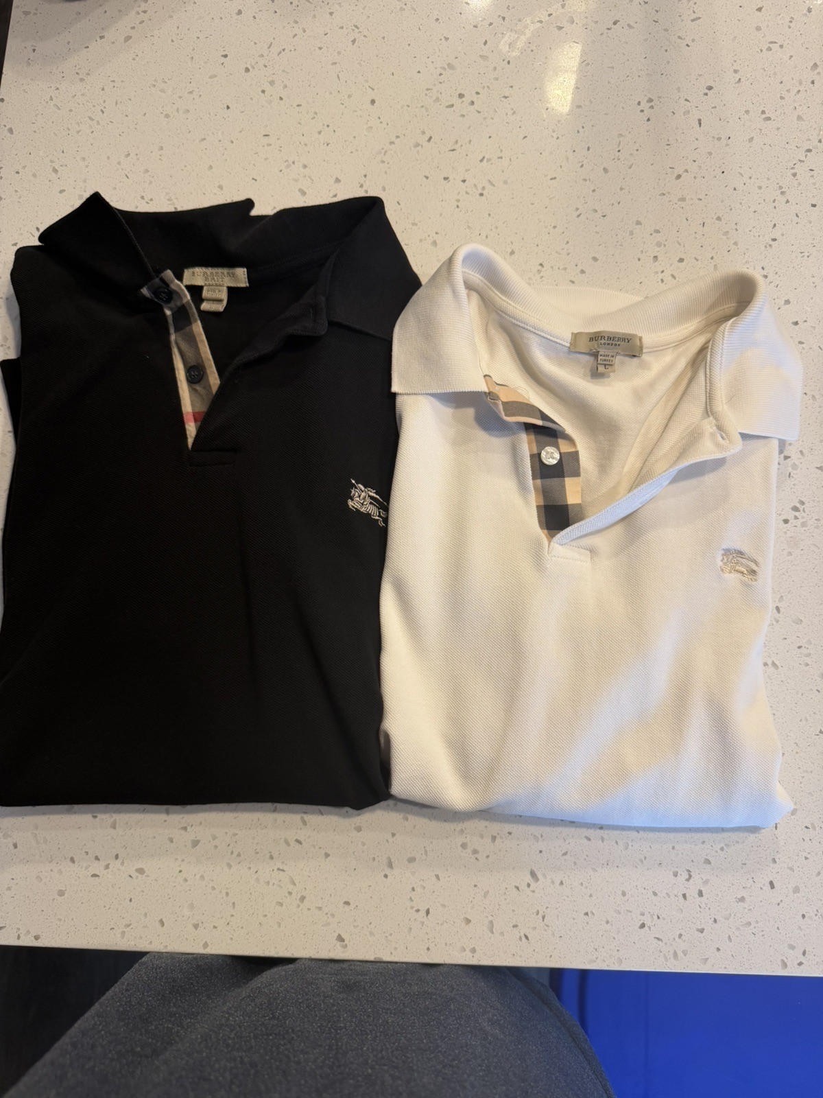 Burberry Men’s Polo Shirt Lot of 2 – Size Large – Brit Black & London White