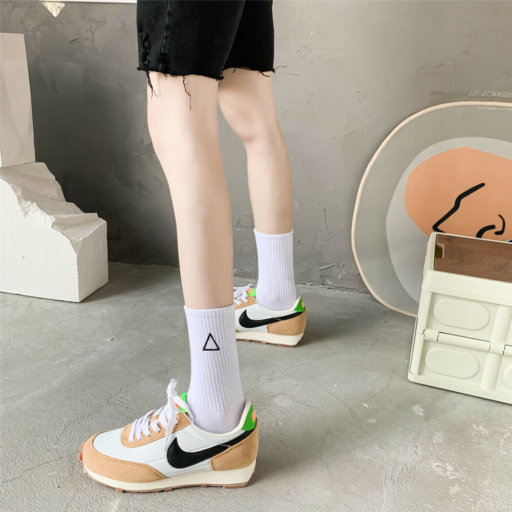 Women Socks Striped Cotton High Ankle Crew Sock Pride Stocking Rainbow Triangle
