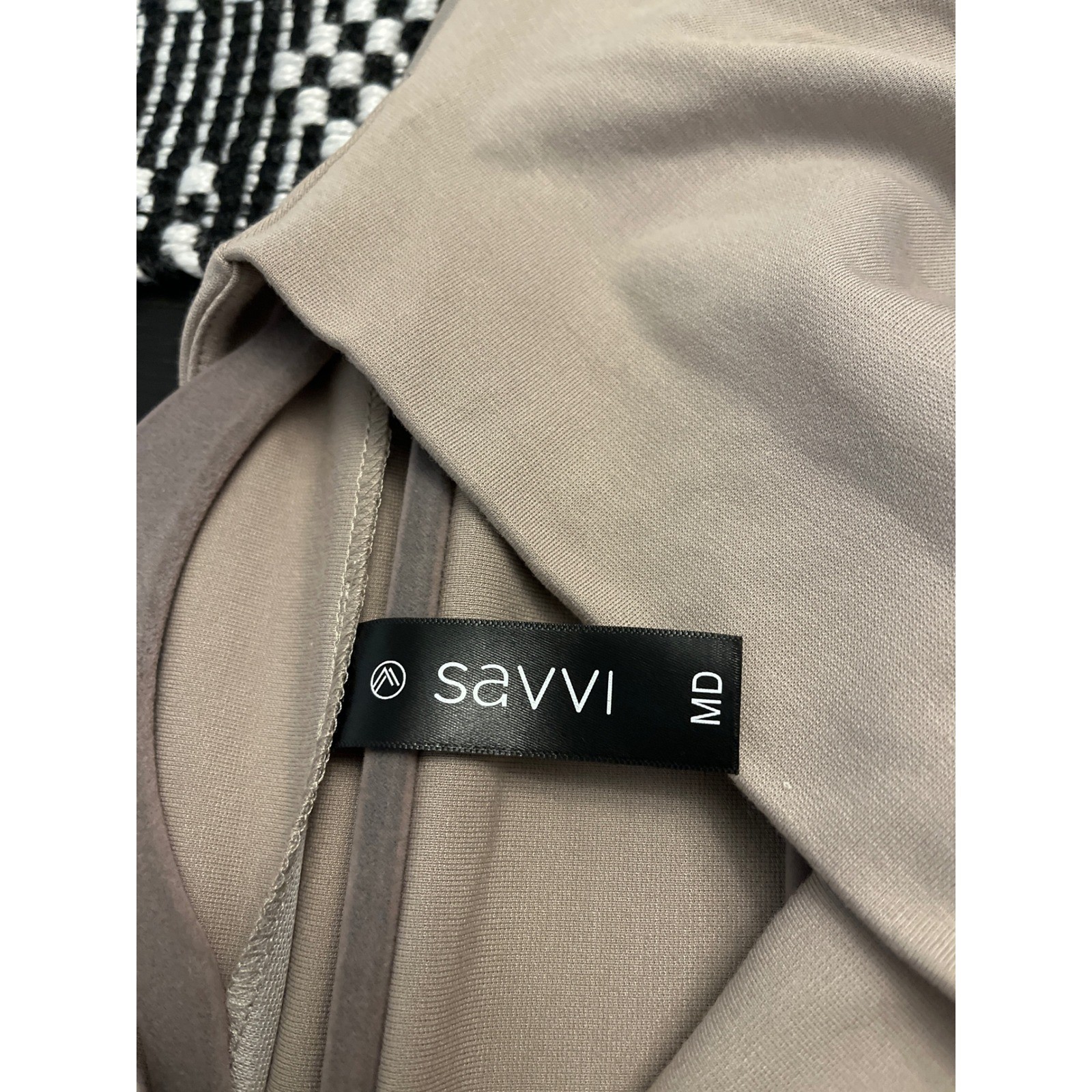 Savvi Taupe Cowl Neck Dolman Sleeve Tunic Mini Dress Medium Tan Long Sleeve