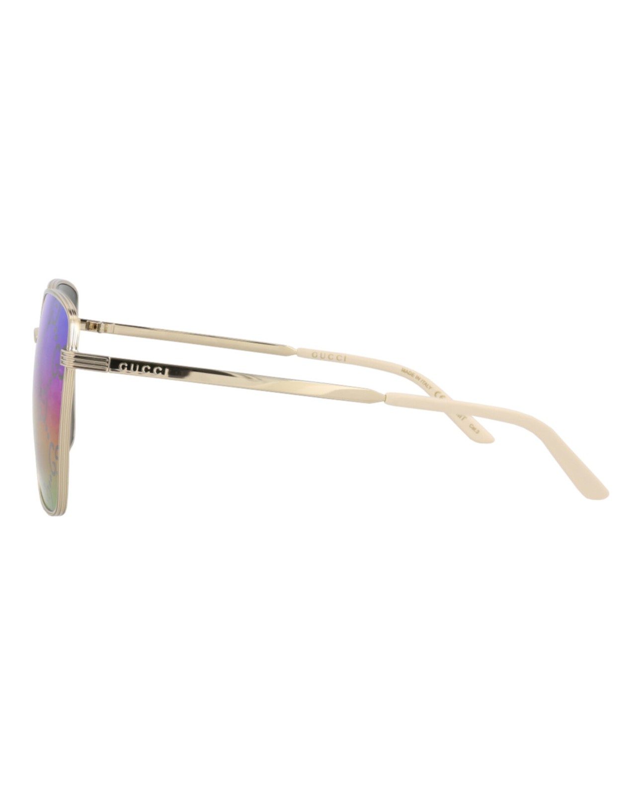 Gucci Womens Square/Rectangle Gold Gold Multicolor Fashion Designer Eyewear