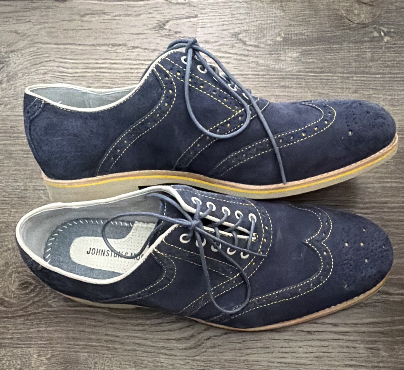Johnston & Murphy Blue Suede Wingtip Brogue Lace-Up Dress Shoes Men’s 10.5