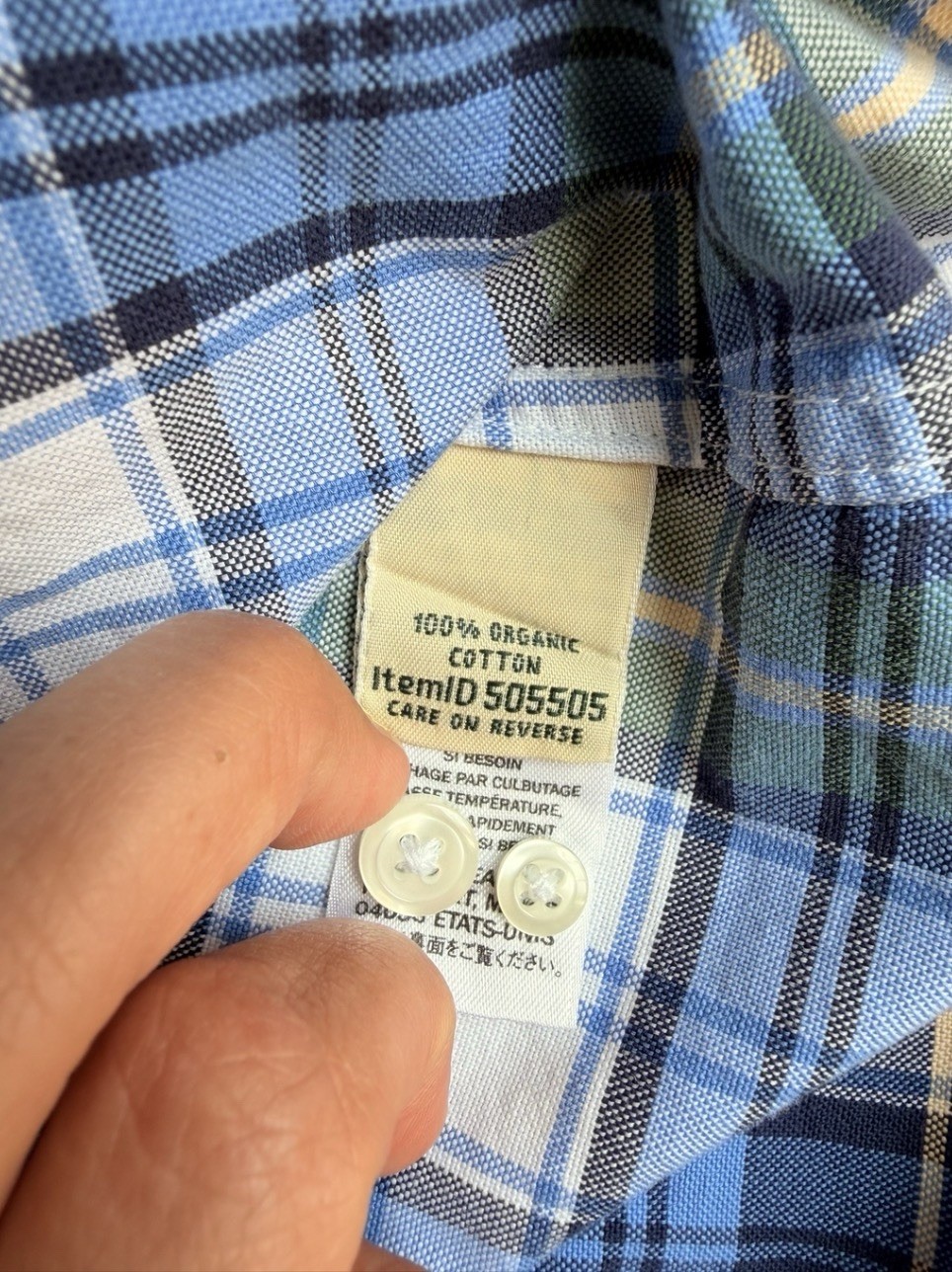 L.L.Bean Women’s Plaid Shirt Medium Organic Cotton Button Down Blue