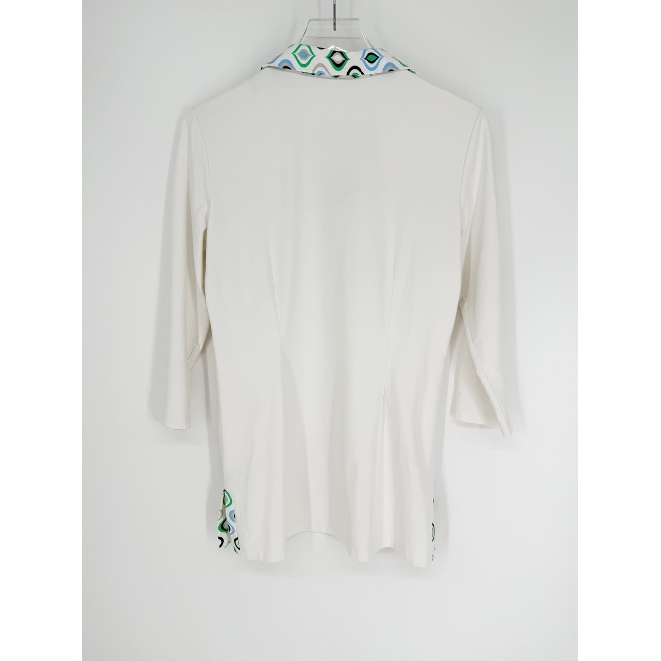 J. McLaughlin Contrast Collar Pullover Top M White