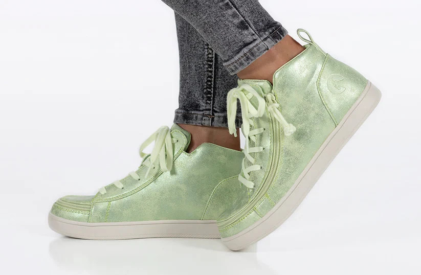 NEW Billy Footwear Women Sneaker Mid Top Zip Up Green Adaptive Size 7 W BY348