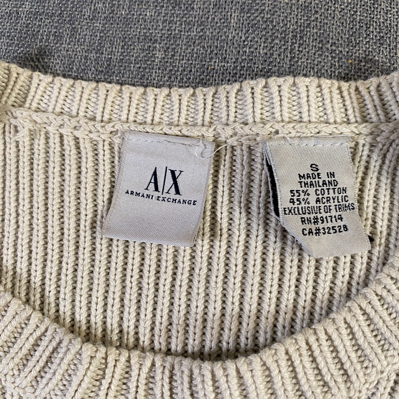 Armani Exchange Pleated Zipper Size Sweater Womens Size Small Acrylic Blend Tan