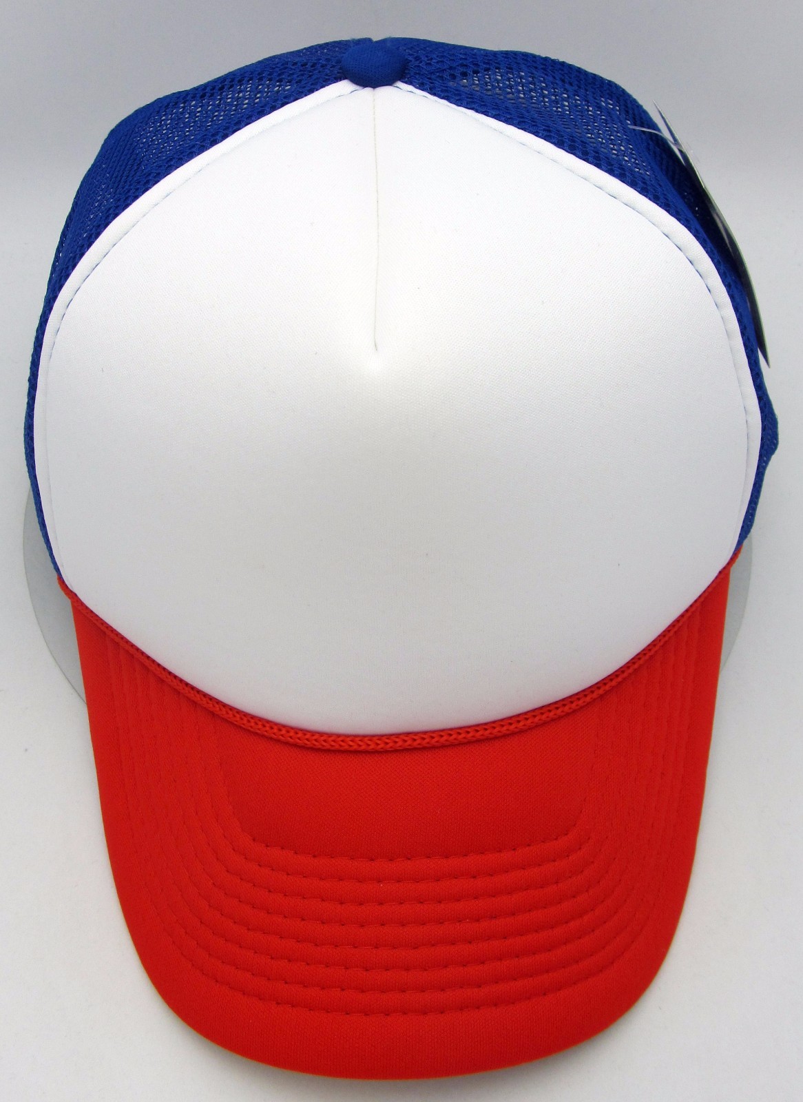DECKY Snapback Cap USA Red White Blue Foam Mesh Trucker Hat Curved Visor NWT