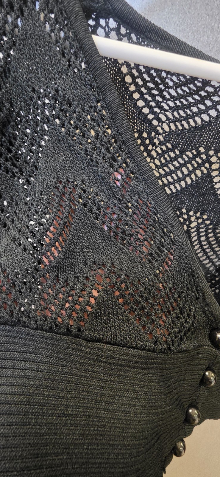 For HER Black Crochet Button Up Short Sleeve Crop Top Size S For Any Occasion