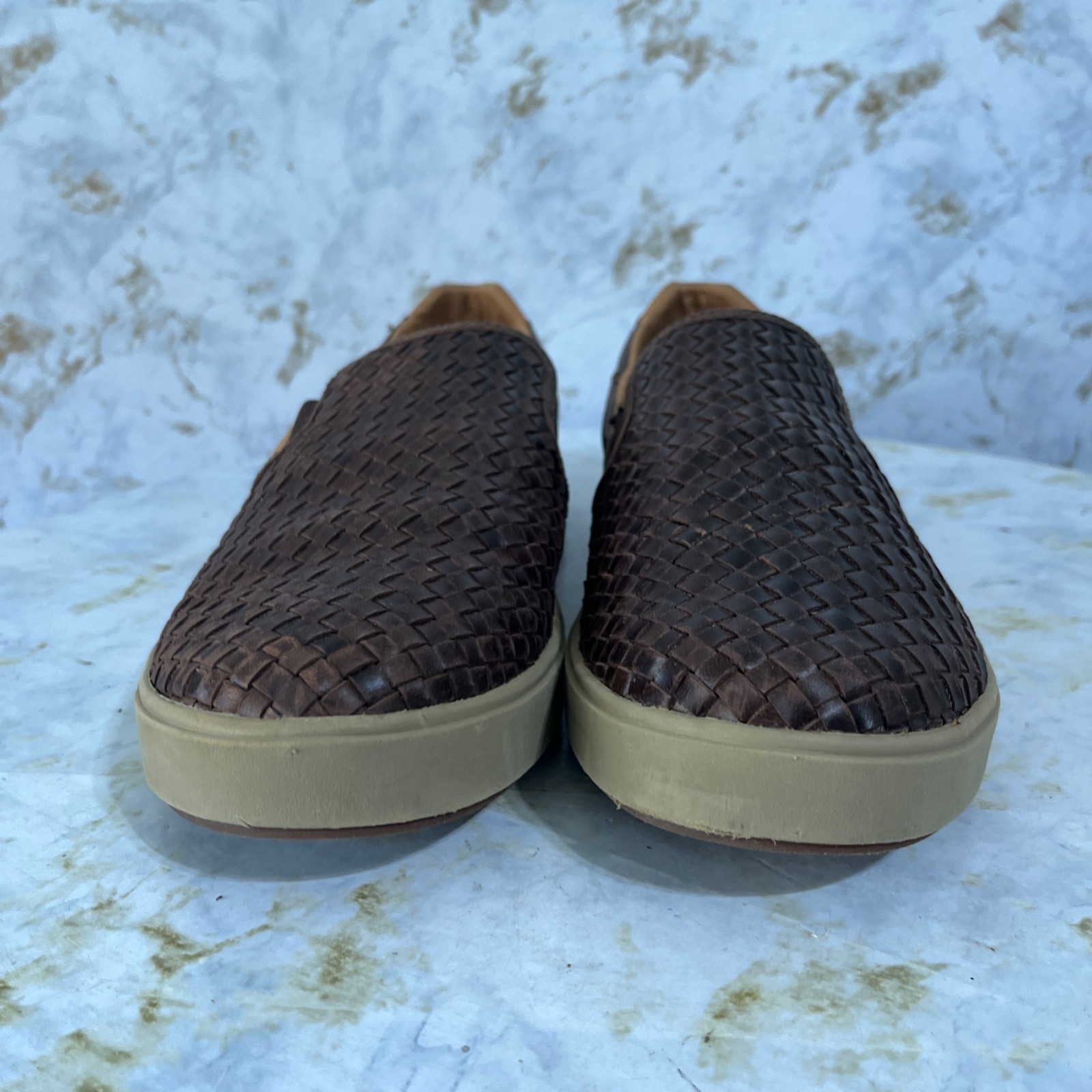 Olukai Lae’ahi LauHala Mens Size 11 Shoes Brown Leather Comfort Casual Sneaker