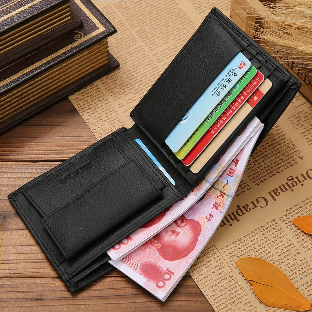 Classic Short Genuine Leather Men Wallets Fashion Coin Pocket Card Holder Men
