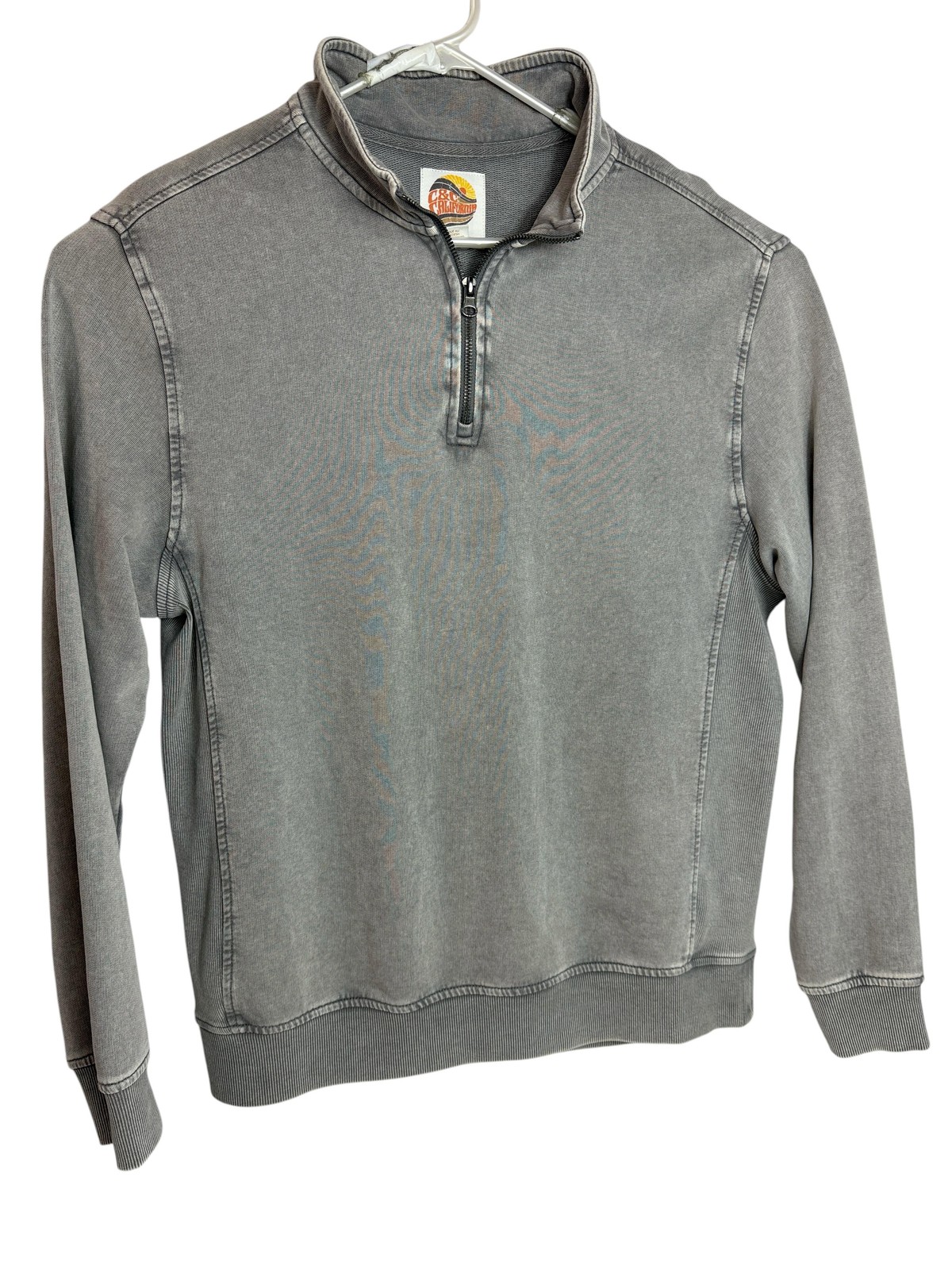 C&C California Pullover Mens Medium Gray Vintage Wash 1/4 Zip Sweatshirt