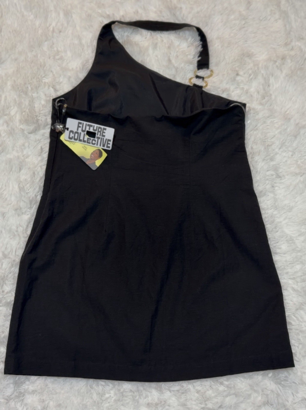 Future Collective Women’s Solid Black Halter One-Piece Dress Size 16
