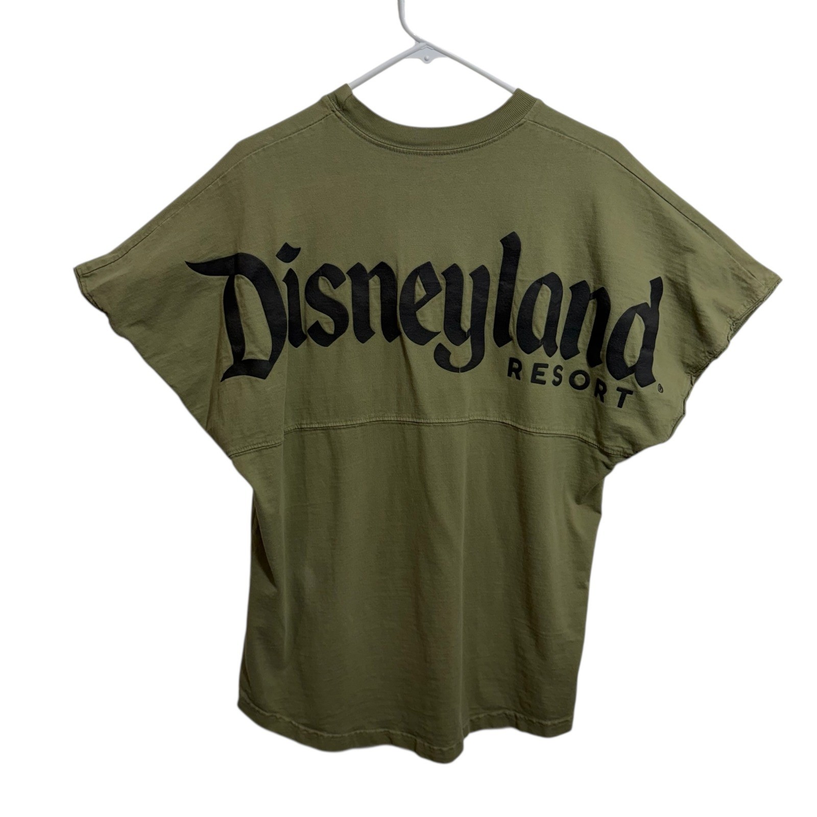 Disney Spirit Jersey T Shirt Womens Medium Olive Green Disneyland Resort Puff M