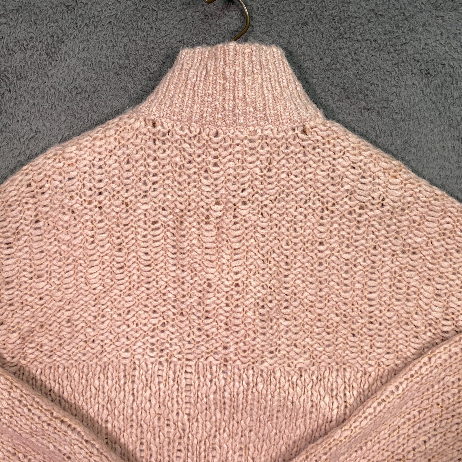 Everlane Sweater Lofty Knit Alpaca Henley S Coral Raglan Wool Blend Pullover
