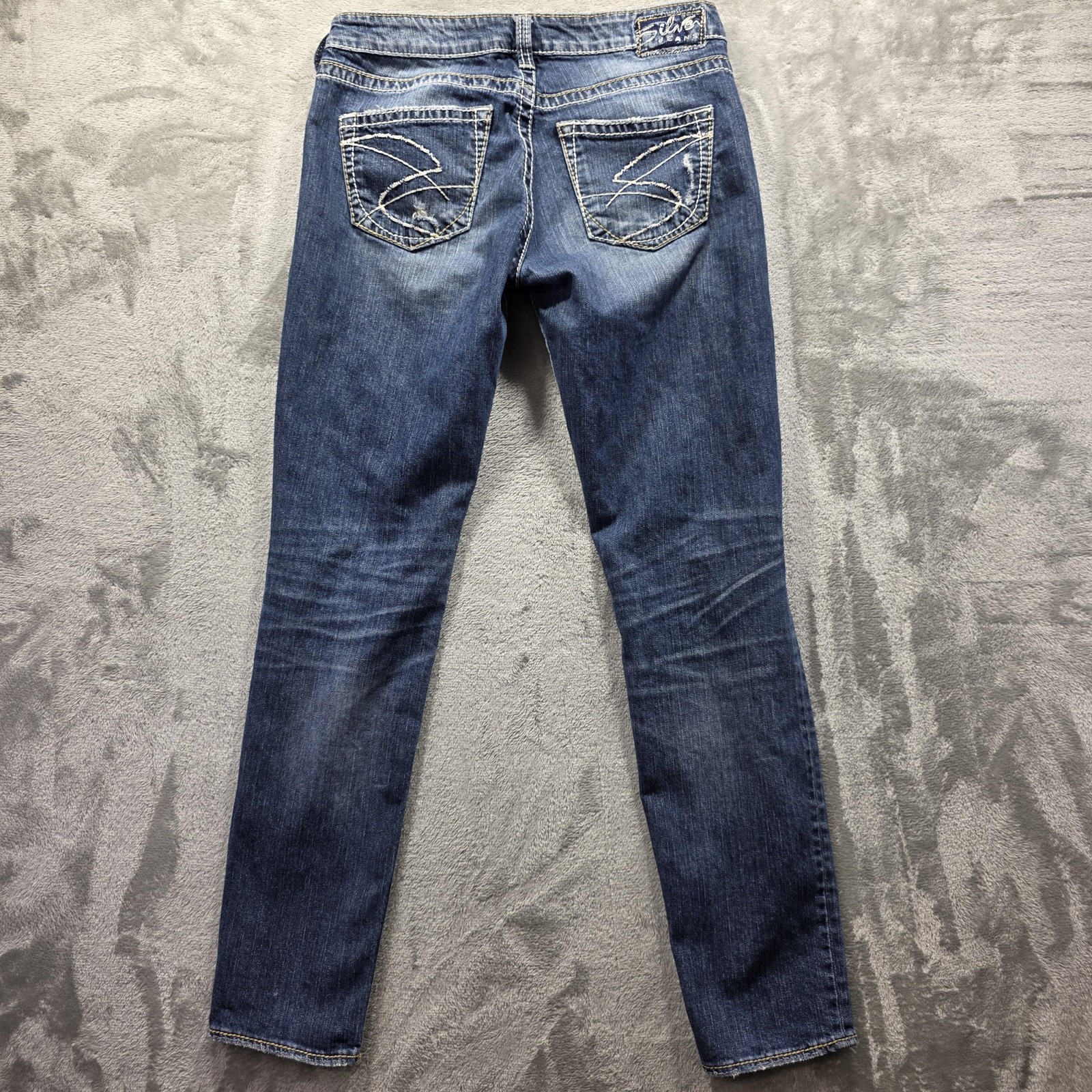 Silver Jeans Kelli Jeans Womens 28 Blue Relaxed Skinny Distressed Denim Stretch