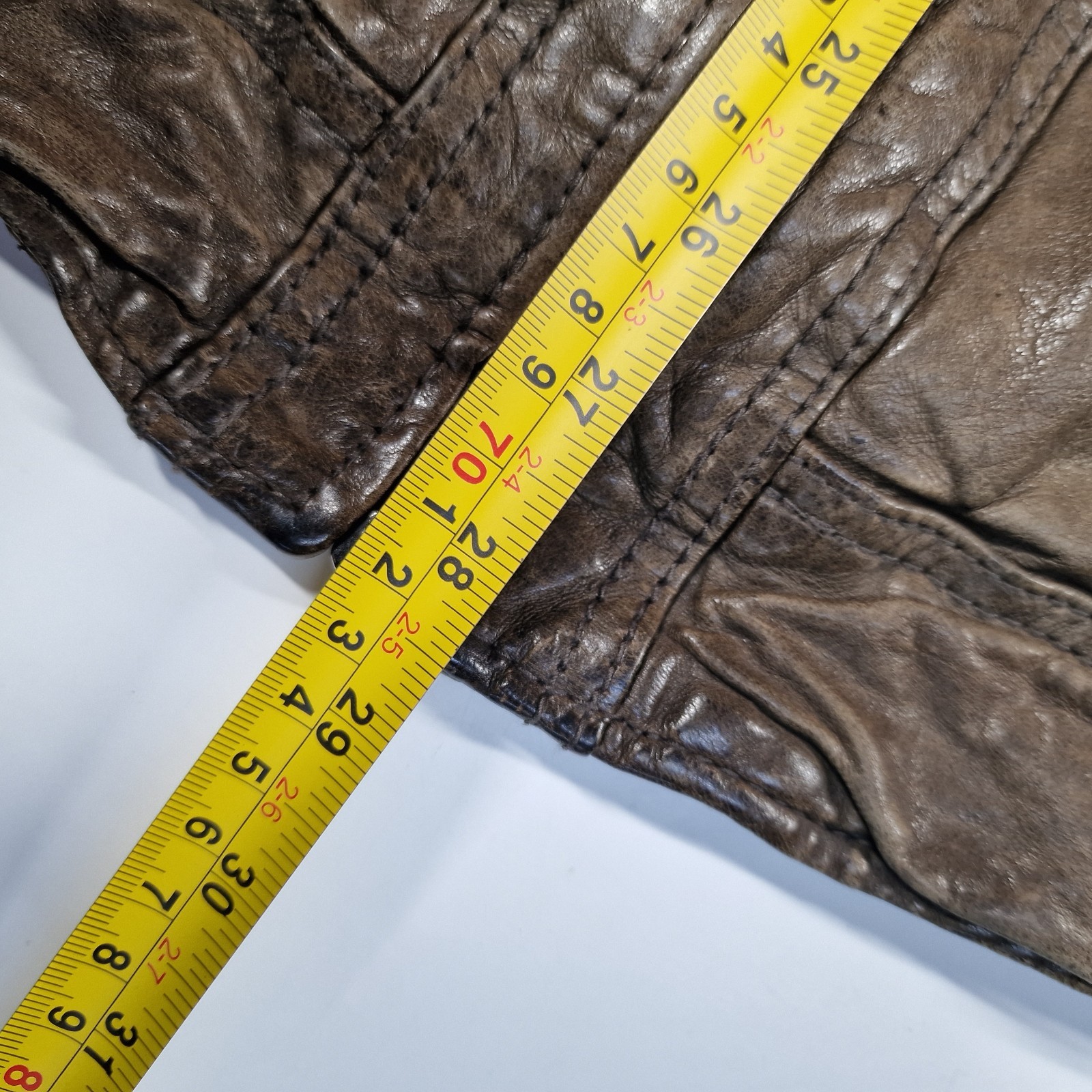AllSaints Spitalfields Brown Distressed Leather Biker Jacket Mens Medium Pockets