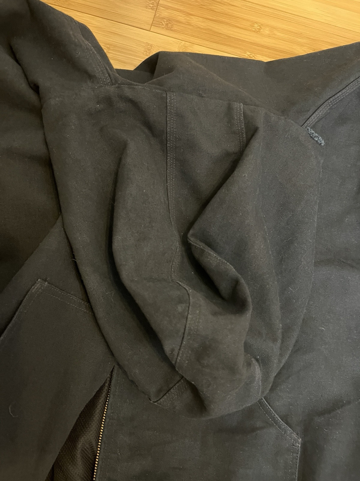 Carhartt Men’s Full-zip lined Hooded Black Canvas Jacket J131, USA|Size:3XL Tall