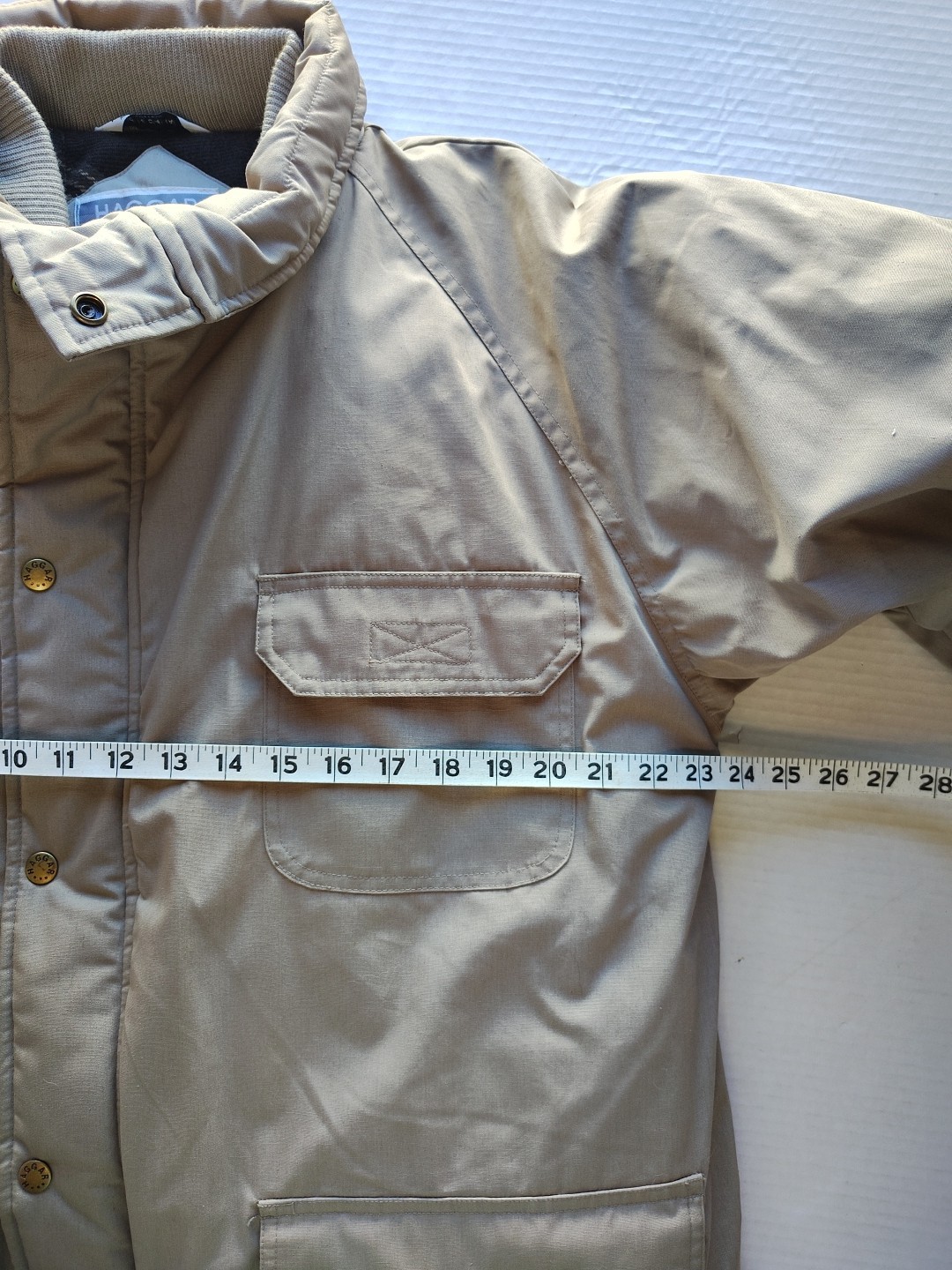 VTG Haggar Men’s Medium Coat Quilted Full Zip Snap Removable Hood EUC
